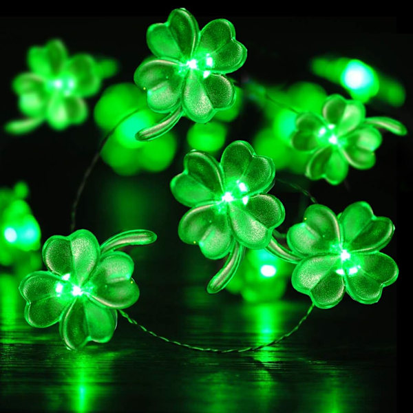 St Patricks Day Dekorationer Shamrock Slingor Batteridrivna med Fjärrkontroll 3 m 30 LED