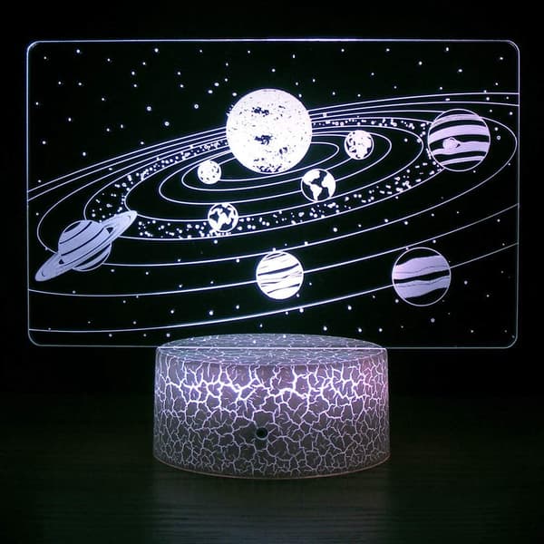 Solcellesystem 3D Optisk Illusion Sidebord Lampe Univers Rum G