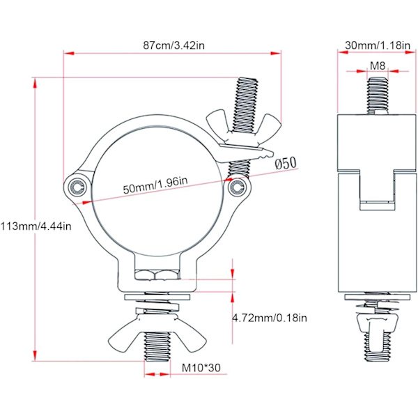 Truss Clamp Fästkrok, 8 stycken Scenbelysningsklämma 48 - 51mm