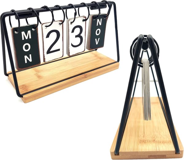 1 träskrivbords kalender, flip kalender, retro permanent skrivbord