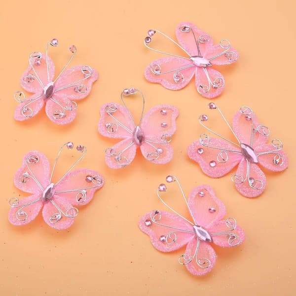 20 stk. 5,5 * 5,8 cm simulerte sommerfugl silke-nett, gull