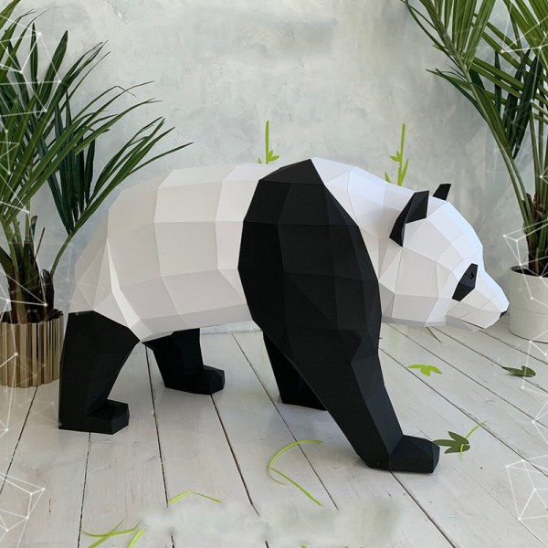 1 stk. 3D DIY Papirmodel Panda Skulptur Hjem Dekoration Puslespil