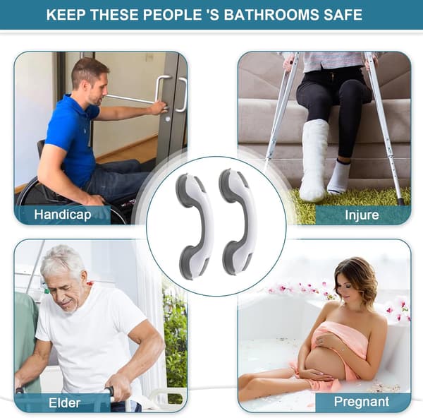 Dusjstolsete Sikkerhetsstang, 12 tommer (ca. 30,5 cm), Baderomgrep for Eldre, Eldre og Funksjonshemmede