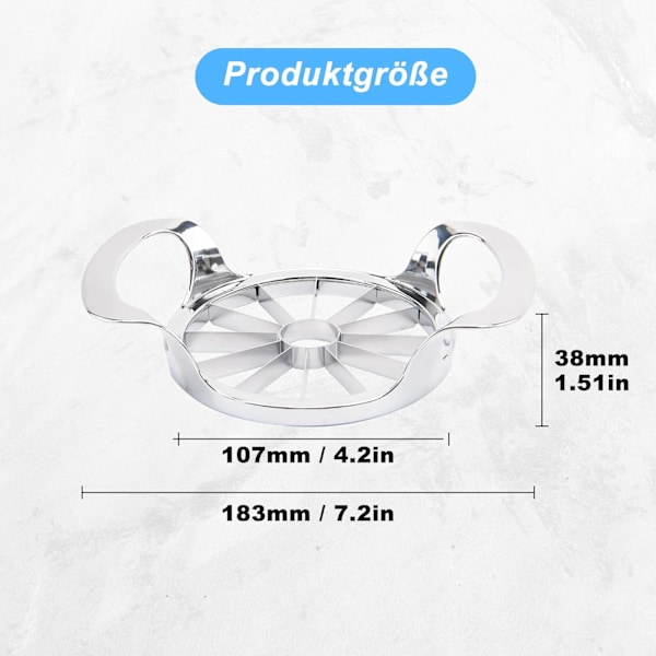 Äppelskärare, 1 styck 12 rostfria stålblad Äppelskärare, Silver Äppelurkärnare, Fruktskärare, Äppelskivare med H