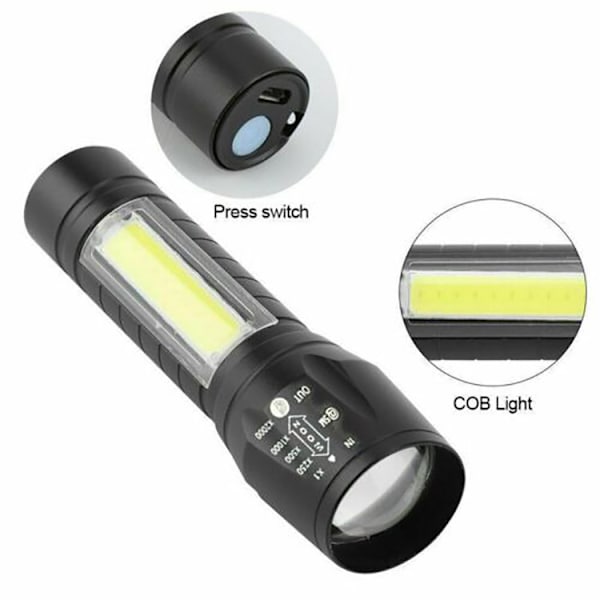 Mini Zoom Stretchable LED Arbeidslys Sterk USB Oppladbar