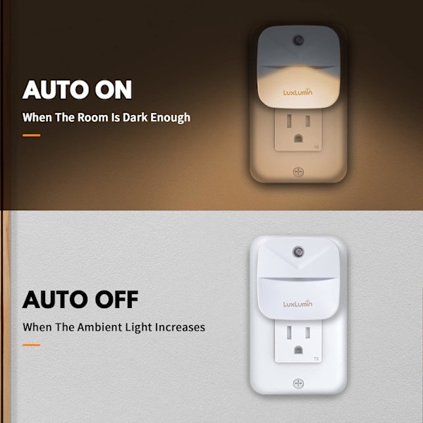 LED-nattlampa, Nattlampor som Pluggas in i Väggen med Smart Skymning till Gryning-sensor, Slår På och Av Automatisk, Nattlampa
