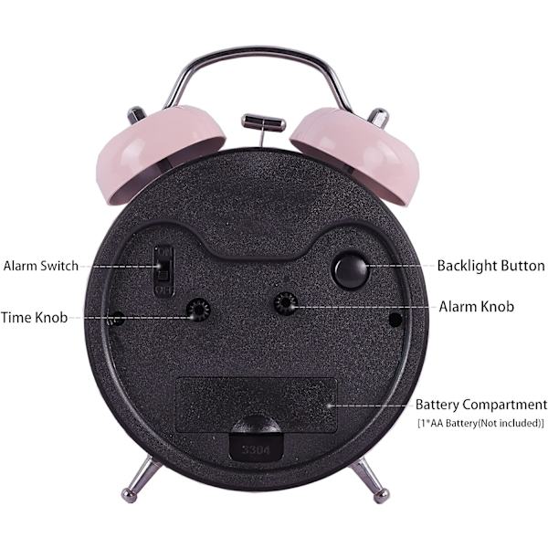 Retro Luminous Väckarklocka Tyst Kvarts Sängbord Alarm