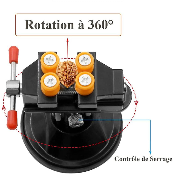 Universaali minipenkkiviila imukupilla, pöytäviila leuka veistopihdit 360 asteen kääntyvä kiinnitystyökalu kiinnitykseen kellojen korjaukseen ja diy-ydinveistokseen