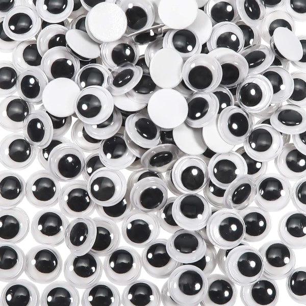 200 Pieces 10mm Moving Eyes Round Plastic Adhesive Stickers Black