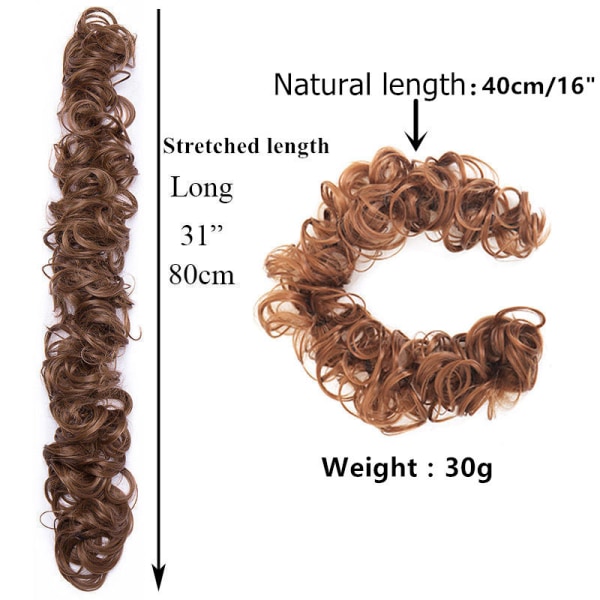 XXL Hårstykke Scrunchie Få Hår Op Voluminøs Krøllet Chignon Lys Blond