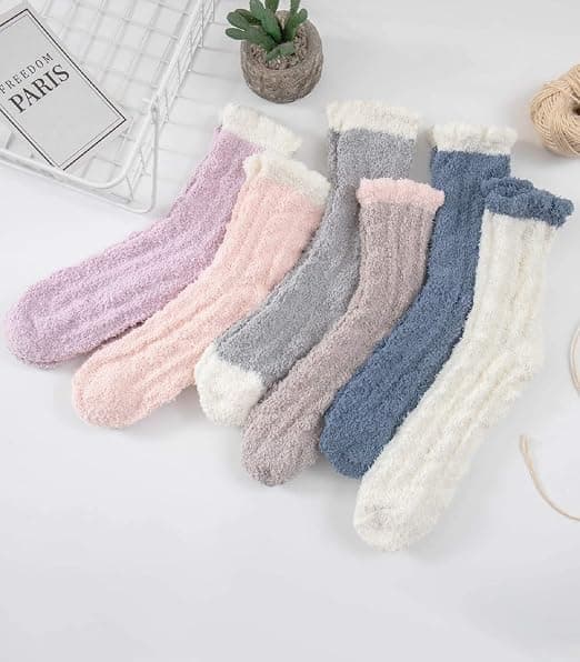 5 Par Kvinders Strømper, Varme Bløde Fluffy Tykke Komfortable Plys