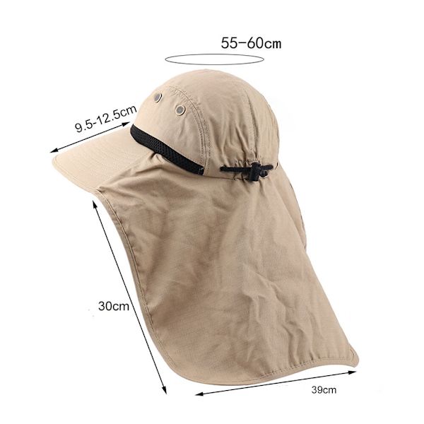 En khaki andningsbar solvisir solhatt, anti-UV fiskare keps
