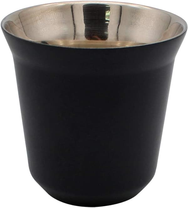Kaffe-/Espresso-kopp i rostfritt stål (svart, 6,2 * 6,2 cm), Dubbel