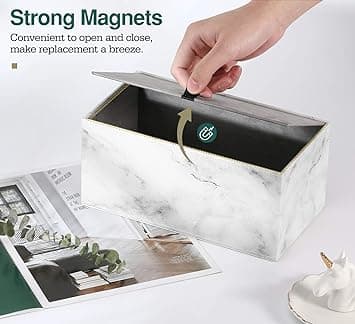Hvid Marmor Vævsæske, Rektangulær PU Læder Vævsæske