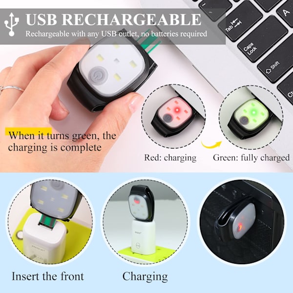 2 USB-ladde LED-lys, lettvekt