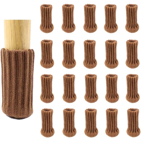 24-pack Stolsstrumpor, Brun, Tjocka Dubbelstickade Stolsbensskydd, Halkfria Fötter, Golvskydd