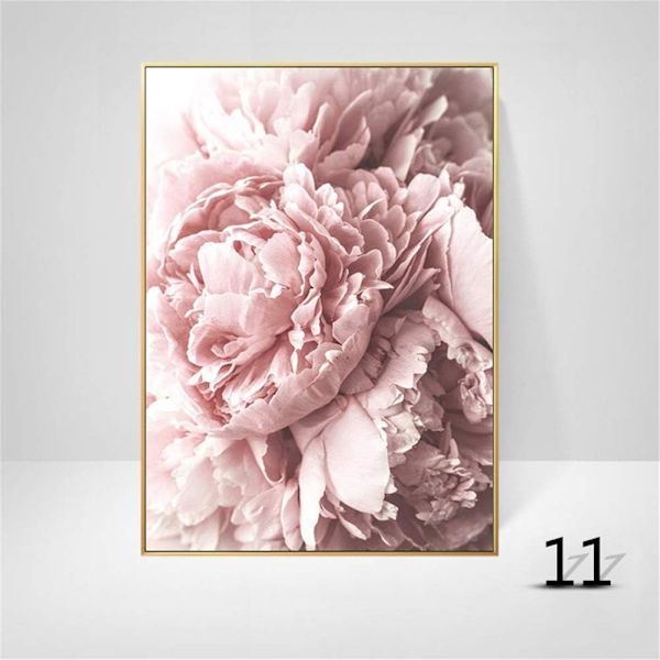 Affischset med 3 väggbilder 3 delar canvasbild blommor pion affischset väggkonst utan ram konst affisch för vardagsrum (stil D, 30 x 40 cm)