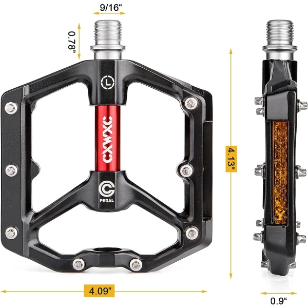 Väg-/MTB-pedaler i aluminiumlegering med avtagbara halkfria dubbar