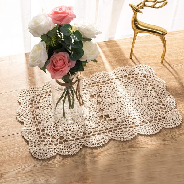 2 stk. 30*45cm Håndhæklede Udhulede Blomster Vævede Bucolic