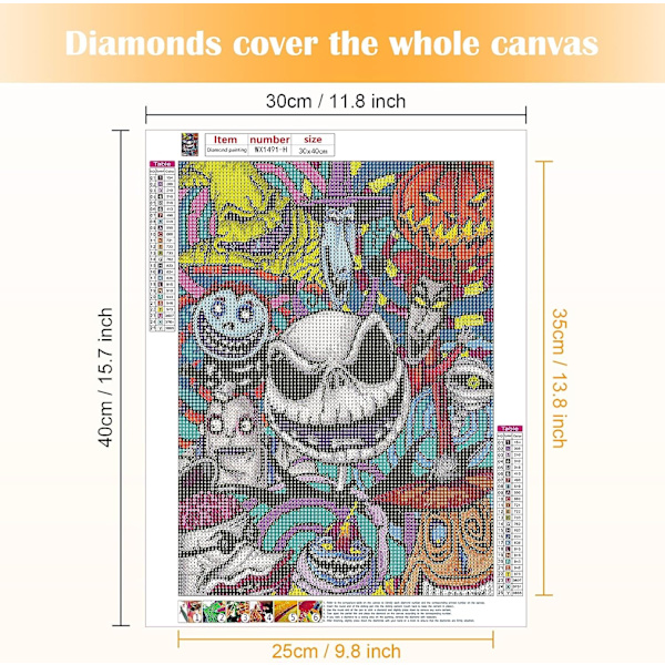 DIY 5D Halloween-piirustuslevy (Kallo) 30x40 CM