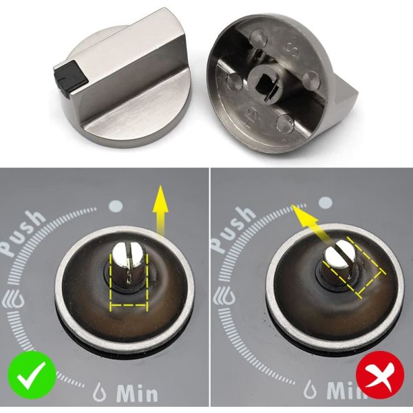 Gasskomfyr-knapp - Sett med 2 6 mm metall ovn- og komfyrstyring