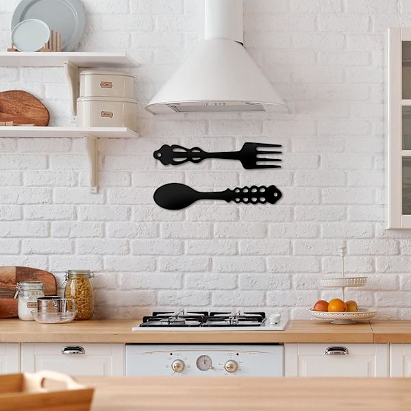 2 st metallgaffel sked väggdekor stor svart gaffel sked skylt mig