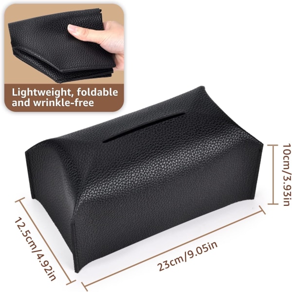 1 piece（Black、9.05x4.92x3.93 In）Tissue Box Leather Tissue Holder