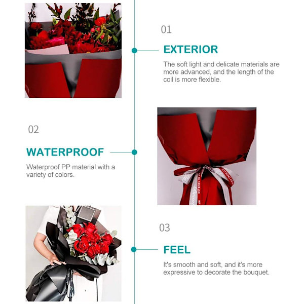20 stycken vattentäta tvåfärgade blomsterbukett presentpapper