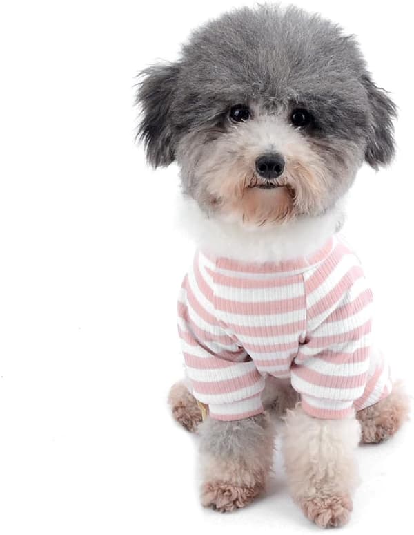 Koselige små hundeklær i bomull med striper - vinterpyjamas for valper og katter