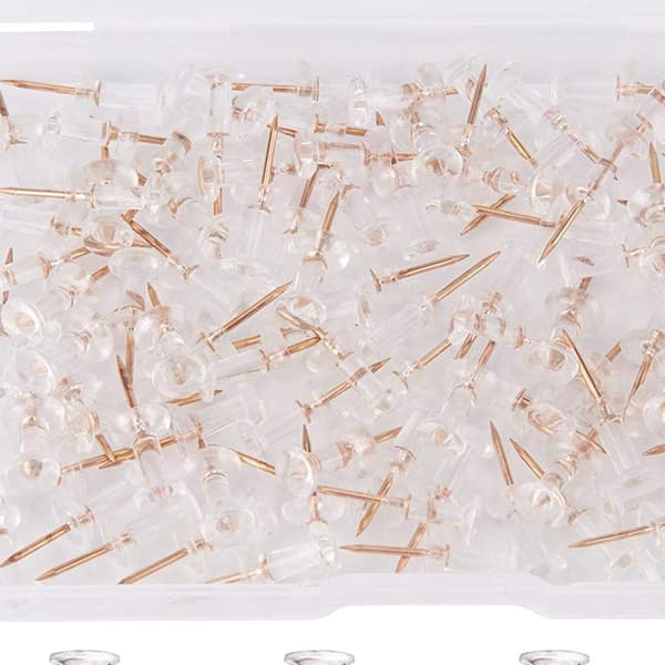 100 st tryckknappar transparent roséguld I-balk naglar transparent