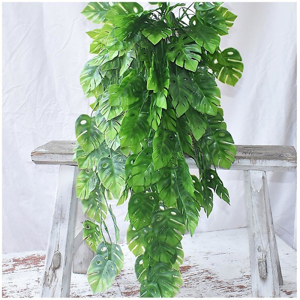 2 st konstgjorda blad Konstgjord murgröna blad Växter Hängande vinstock Falska tropiska Monstera palmblad Falska murgröna växter