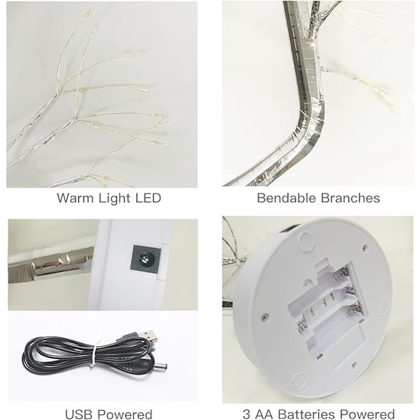 1 x Lämminvalkoinen LED-puuvalosarja, Sisätilojen LED-valot, USB