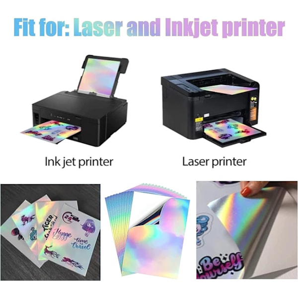 10 Arkkia Holografiset Tarrapaperia A4 Tulostettava Vinyyli Kääre