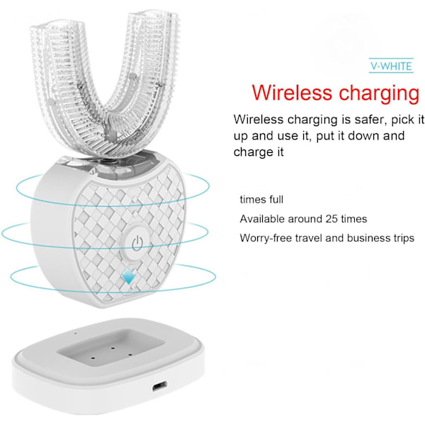 Ultraljuds Elektrisk Tandborste, U-formad Ultraljud för Vuxna, Automatisk Elektrisk Tandborste