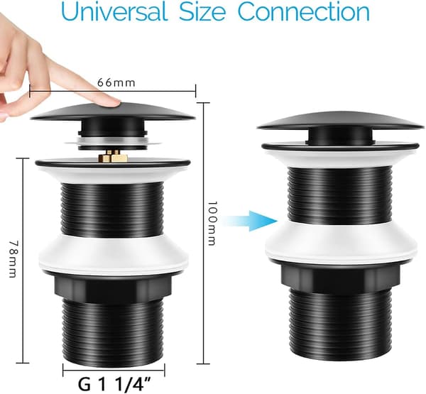 Universal G1 1/4\" Messing Pop-up Vaskeafløb Pop-up Dræn til Vask