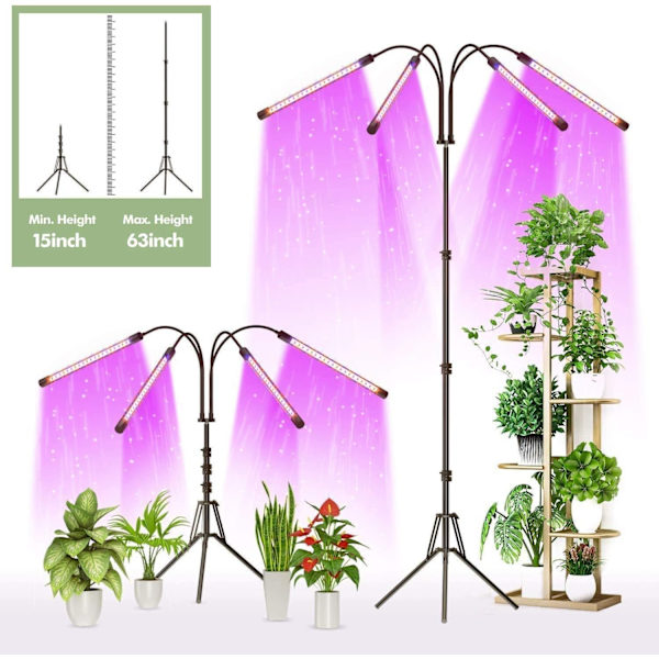 80W LED-vekstlys med stativ for innendørs planter, plantelys
