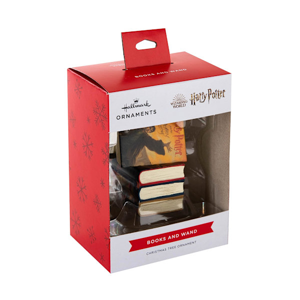 1 Harry Potter stapelbok med trollstavs-julpynt julgranshänge