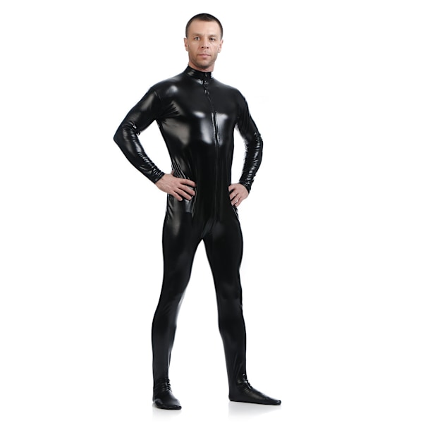 Unisex Metallic Bodysuit Zentai uden hætte Voksen Shiny One Piec