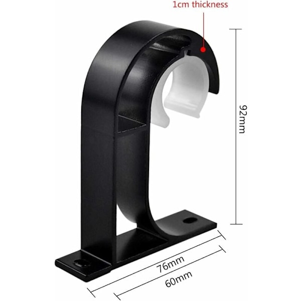 2 stk gardinstangbrakett, veggmontert gardinstangbrakett takmontert brakett sinklegering garderobe stangbrakett for soverom stue gardinstang med skruer, svart