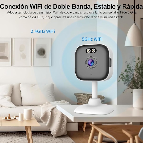 2K 5MP Inomhus Säkerhetskamera, 2.4G/5G Wi-Fi Säkerhetskamera för Inomhus, Inomhuskamera med Nattseende,