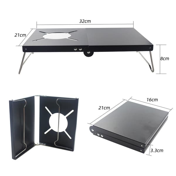 1 udendørs foldbart bord i aluminium med isolering til campingkogegrej