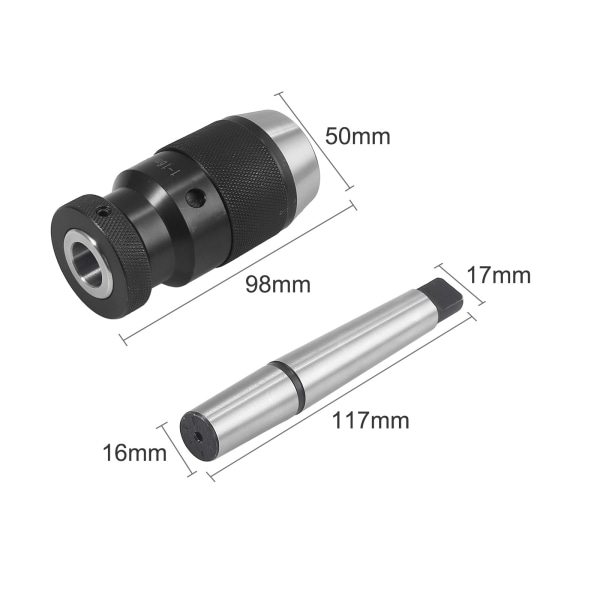 1-16 B18 CHUCK + MT2-B18 FORBINDELSESAKSEL Nøkkeløs borchuck og