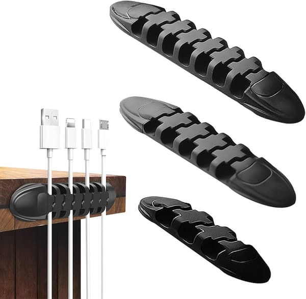 3 sorte kabelholderklips, silikone kabelklips, kabel