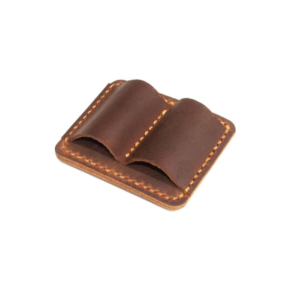 Håndlavet Læder Penholder Klip Notebook Pen Loop Stilfuld (Brun)