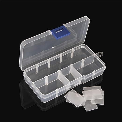4 plastlagringbokser, 10 rom med justerbar