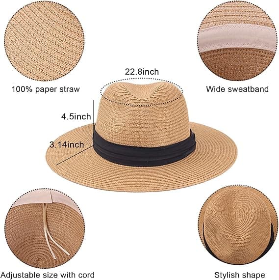 1 st. Kaki Straw Hat för Kvinnor - Strandhatt - Hatt