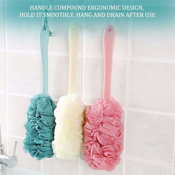 3-pack badborste med duschblomma, kroppsduschborste för män och kvinnor