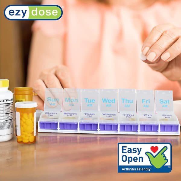 Ezy-Dose AM/PM trykknapp pilleplanlegger (XL)