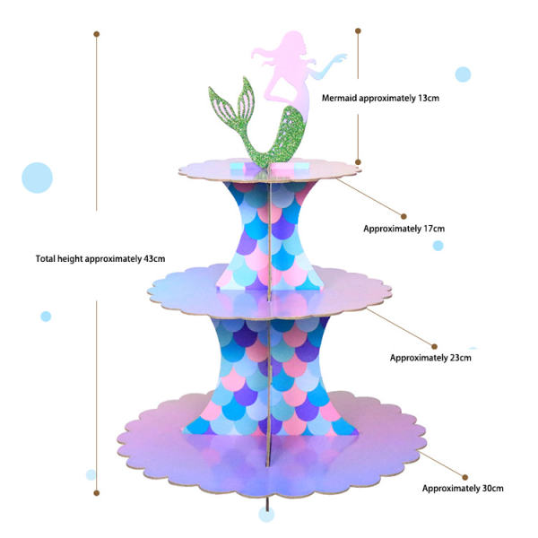 Sjöjungfru Cupcake Display Stativ 3-lagers Pappersbakelse Stativ Baby