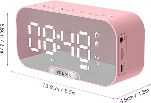 Digitalt Speiloverflate Vekkerklokke (Rosa)